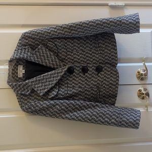 Vintage 90s Black and White Herringbone Blazer With Statement Buttons Size 8